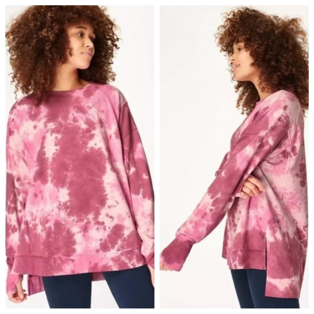 Sweaty Betty Pink Tie Dye After Class Pullover Sweatshirt Size Small‎ Crewneck